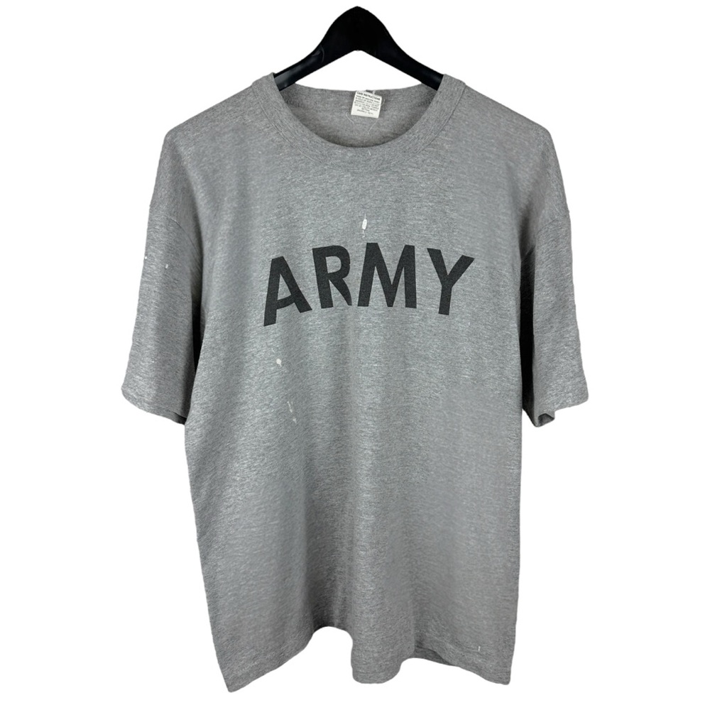 Vintage 90s ARMY Camp Randall Paint Splatter Military Logo Shirt Size L